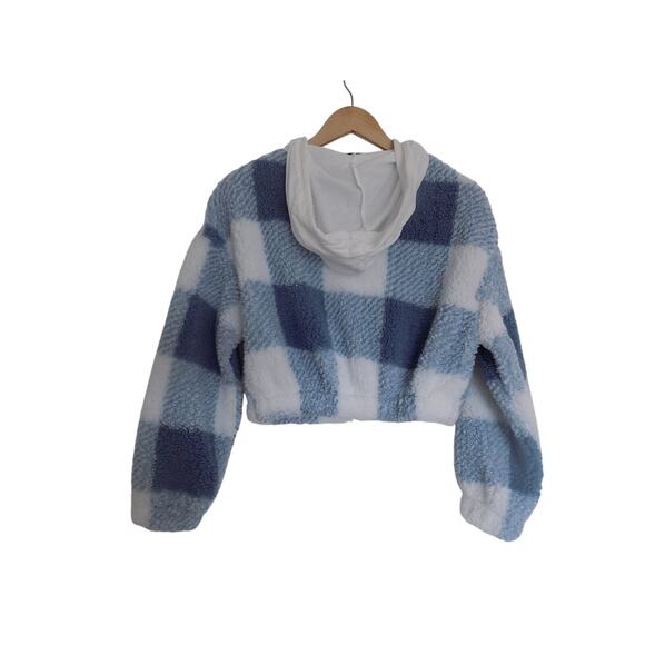 Miss Selfie fuzzy fleece jacket coat lightweight hooded zip front size Medium - Picture 4 of 6